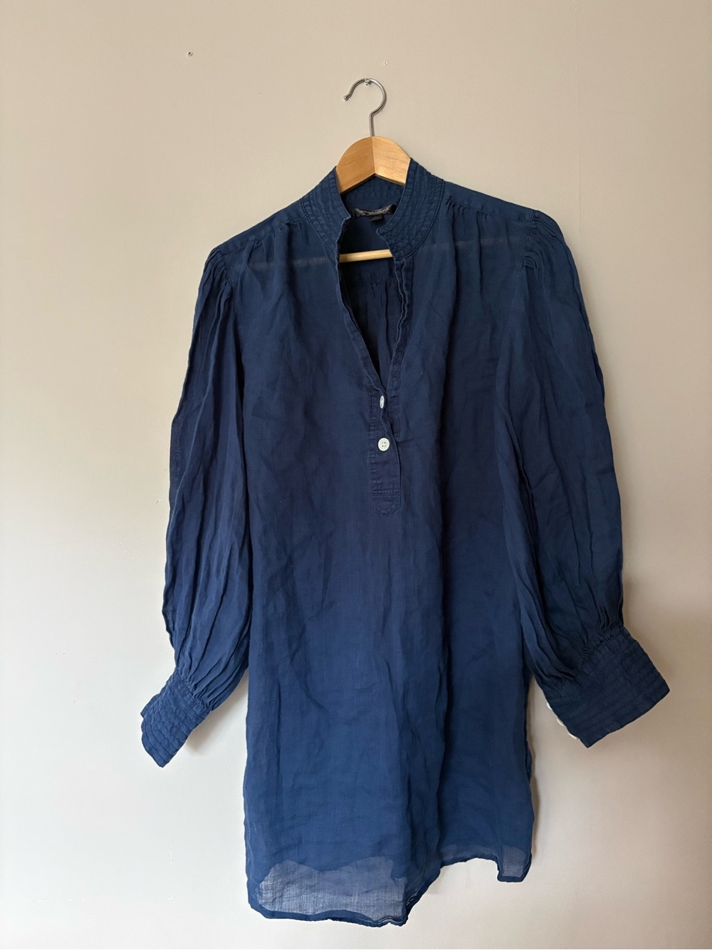 Banana Republic Navy Band-Collar Lightweight Tunic